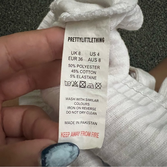 PREETYLITTLETHING White Underline Boning Style Corset Tank Top Casual Shirt Sz 4 - Picture 12 of 15